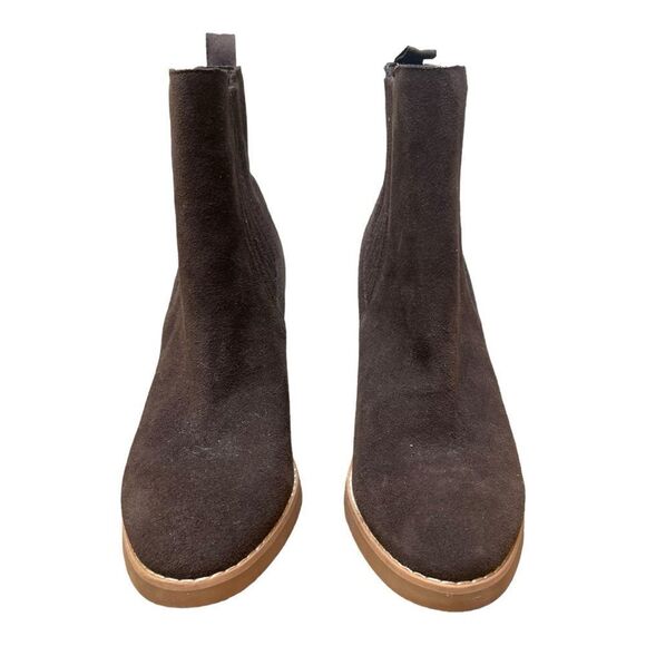 New Splendid WANDA Size 8.5 Chelsea Wedge Boot Brown Suede Leather Round Toe - Picture 2 of 7